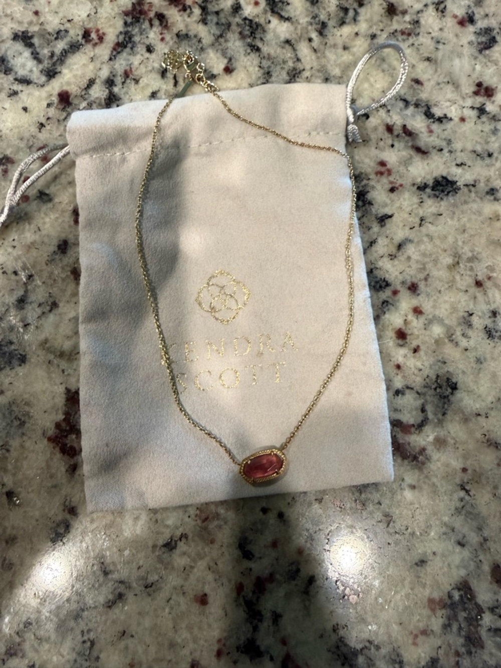 Kendra Scott Gold Necklace with Rose Pink Stone